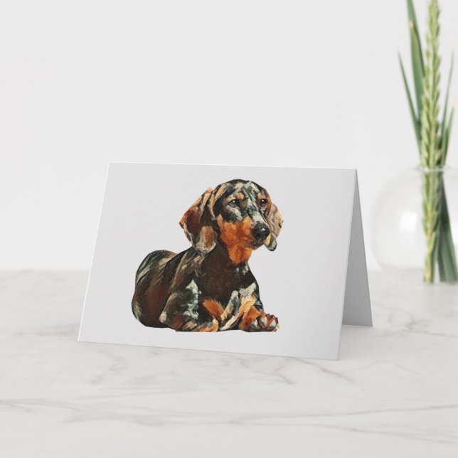 Pretty Painted Dachshund Greeting Card (Front)