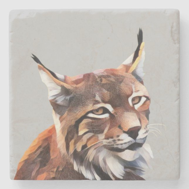 Pretty Painted Lynx Marble Coaster (Front)