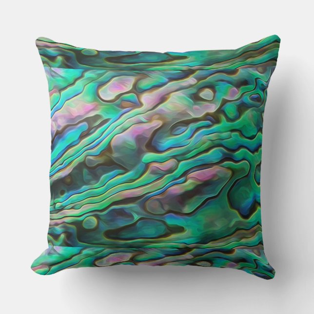 Pretty Painterly Paua Abalone Pillow (Front)