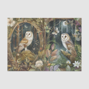 Pretty Pair of Barn Owls in the Forest Moonlight Tissue Paper