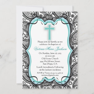 Pretty Paisley Baptism/Christening Invitation