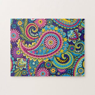 Pretty Paisley Colourful Floral Jigsaw Puzzle