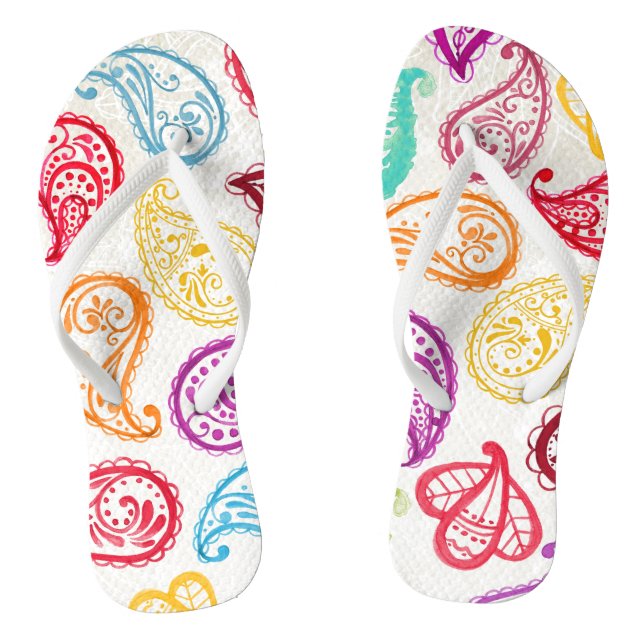 Pretty Paisley Pattern Thongs (Footbed)