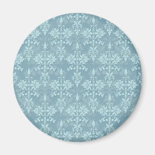 Pretty Pale Blue Damask Pattern Magnet