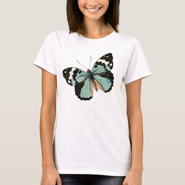 Pretty pale blue vintage  butterfly T-Shirt (Front)