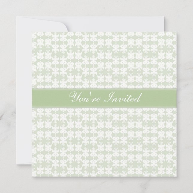 Pretty Pale Green Pattern Invitation (Front)