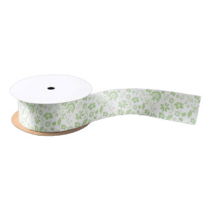 Pretty Pale Lime Green Tropical Spring Flowers Satin Ribbon