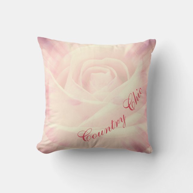 Pretty Pale Pink Roses Country Chic design Cushion (Front)