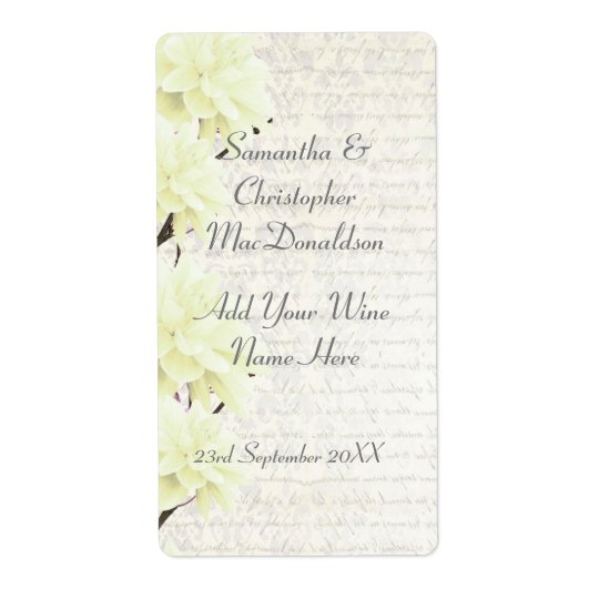 Pretty pale yellow floral wedding wine bottle shipping label
