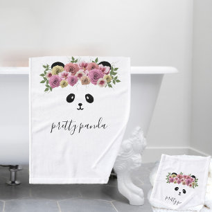 Pretty Panda Bear Animal Custom Bath Towel Set
