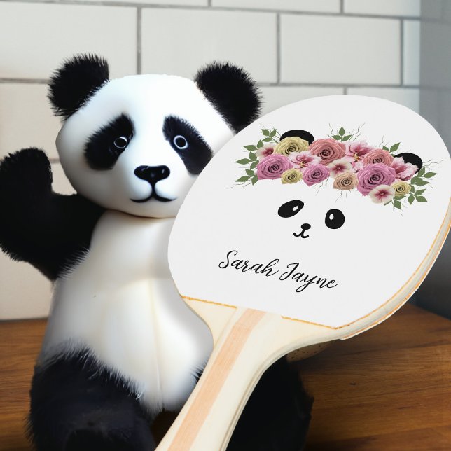 Pretty Panda Bear Animal Face Ping Pong Paddle (Pretty Panda Bear Animal Face Ping Pong Paddle with space for your name)