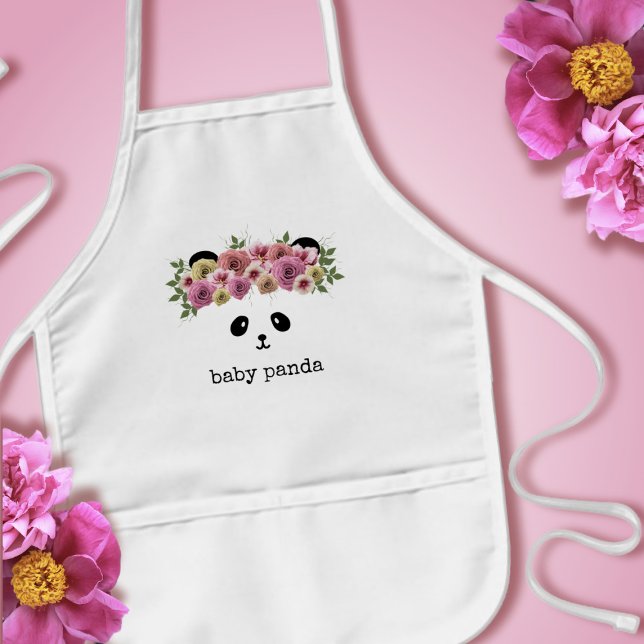Pretty Panda Girl Cute Personalised Kids Apron (Creator Uploaded)