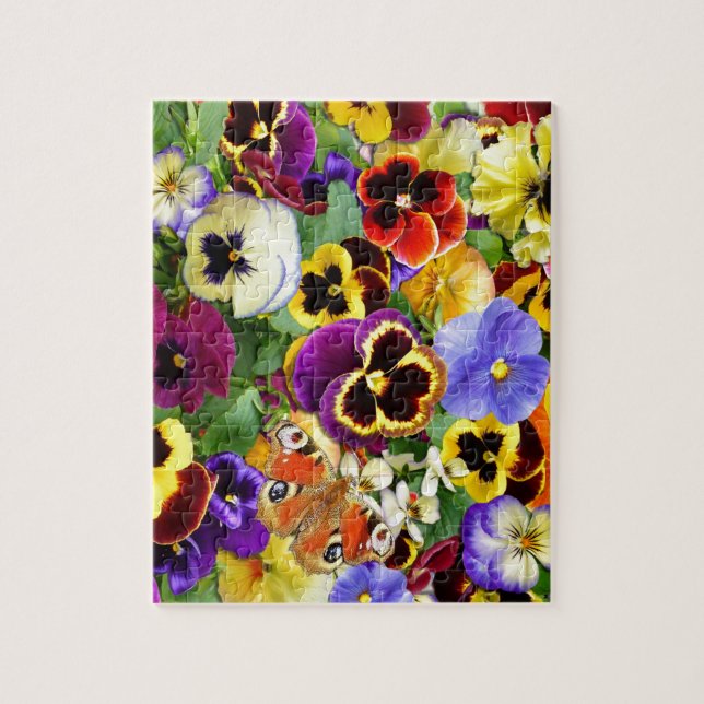 Pretty Pansies and Butterfly Jigsaw Puzzle (Vertical)