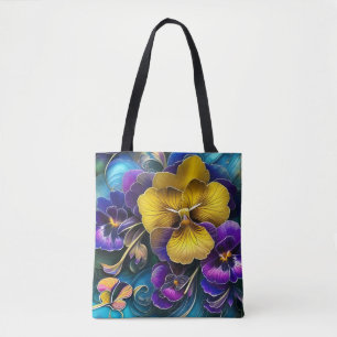 Pretty pansies art tote bag