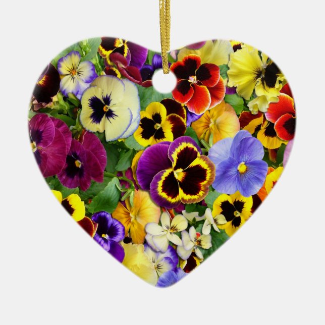Pretty Pansies Ceramic Tree Decoration (Front)