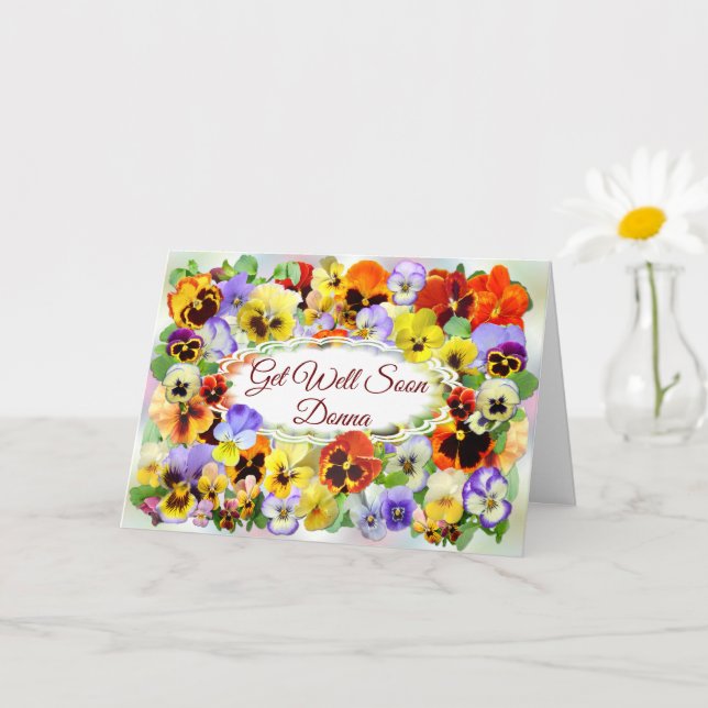 Pretty Pansies Get Well Greeting Card (Small Plant)