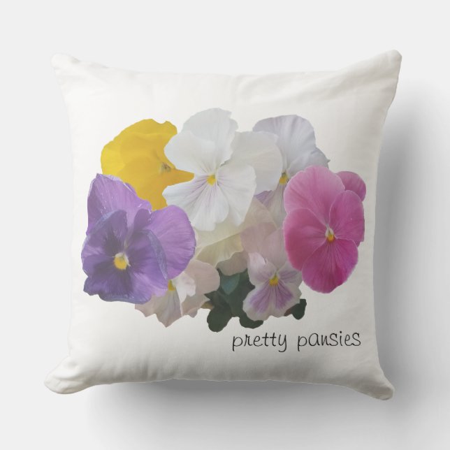 Pretty Pansies In Pastel Colours Cushion (Front)