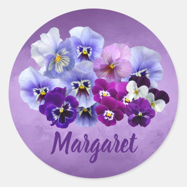Pretty Pansies Personalised Stickers Envelope Seal (Front)