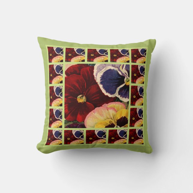 Pretty Pansies Throw Pillows (Front)