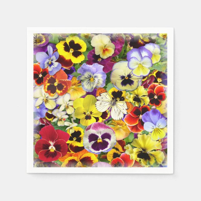 Pretty Pansies with Butterfly Napkin (Front)