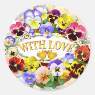 Pretty Pansies With Love Classic Round Sticker