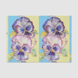 Pretty Pansy Flower Floral Pastel Blue Pattern Tissue Paper