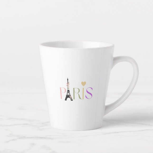 Pretty Paris Text & Eiffel Tower Latte Coffee Mug (Right)