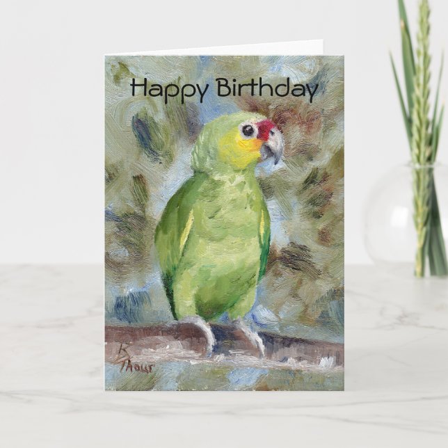 Pretty Parrot Birthday Card (Front)