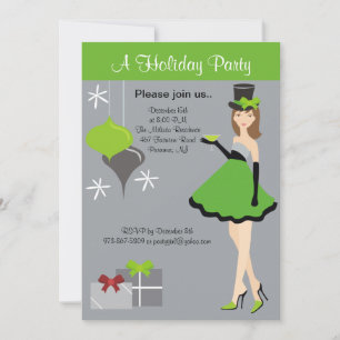 Pretty Party Girl Holiday Party Invitation