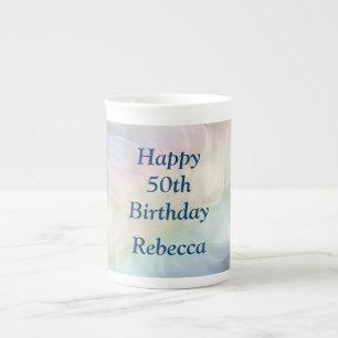 Pretty Pastel 50th Birthday design Bone China Mug