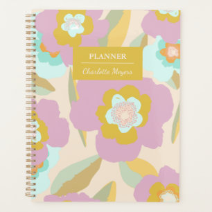 Pretty Pastel Abstract Floral Pattern Personalised Planner