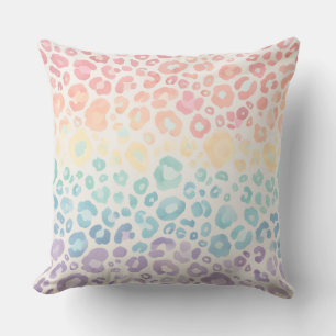 Pretty Pastel Accents   Rainbow Leopard Print Cushion