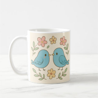 Pretty pastel bird print mug