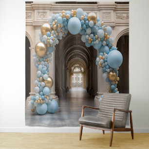 Pretty Pastel Blue Balloon Arch Hanging Tapestry