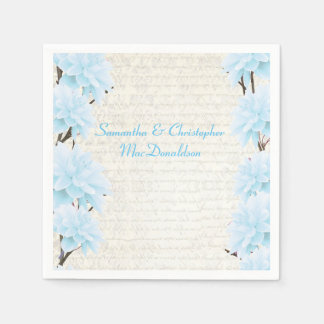 Pretty pastel blue floral country wedding napkin