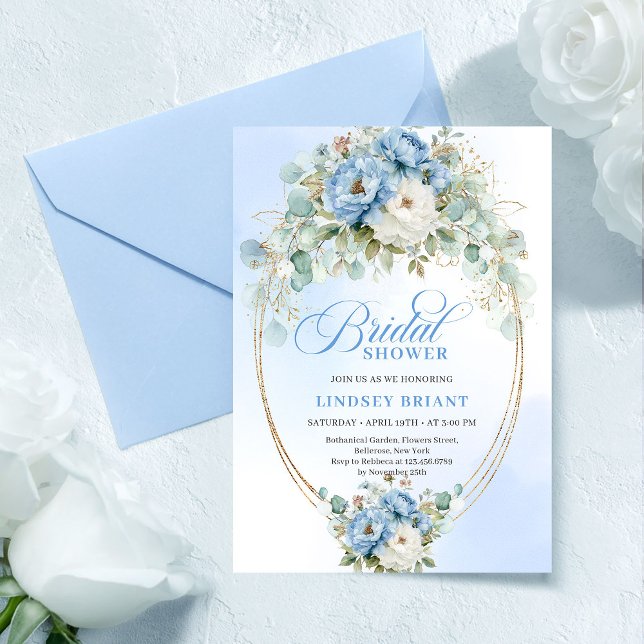 Pretty Pastel Blue Peony Gold Bridal Shower Invite (Pretty Pastel Blue Peony Gold Bridal Shower Invite

)