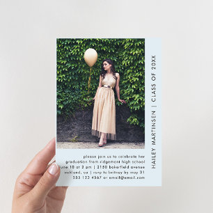 Pretty Pastel Blue Two Photo Graduation Party Invitation