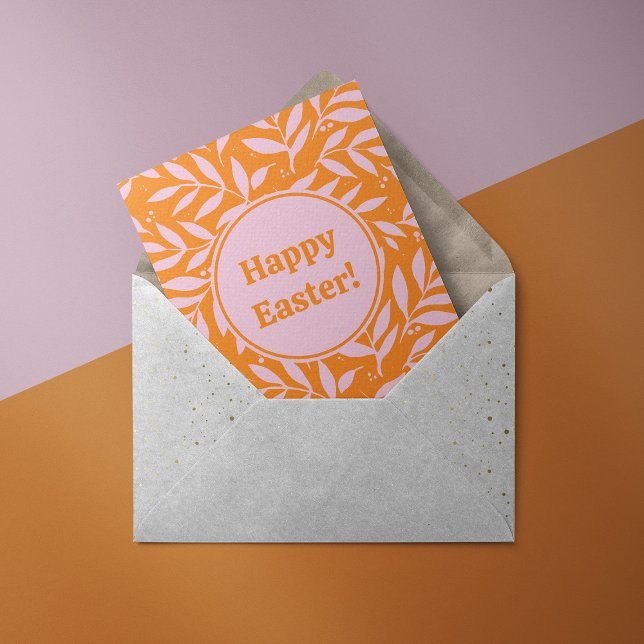 Pretty pastel branches - orange and pink Easter Holiday Card (Creator Uploaded)