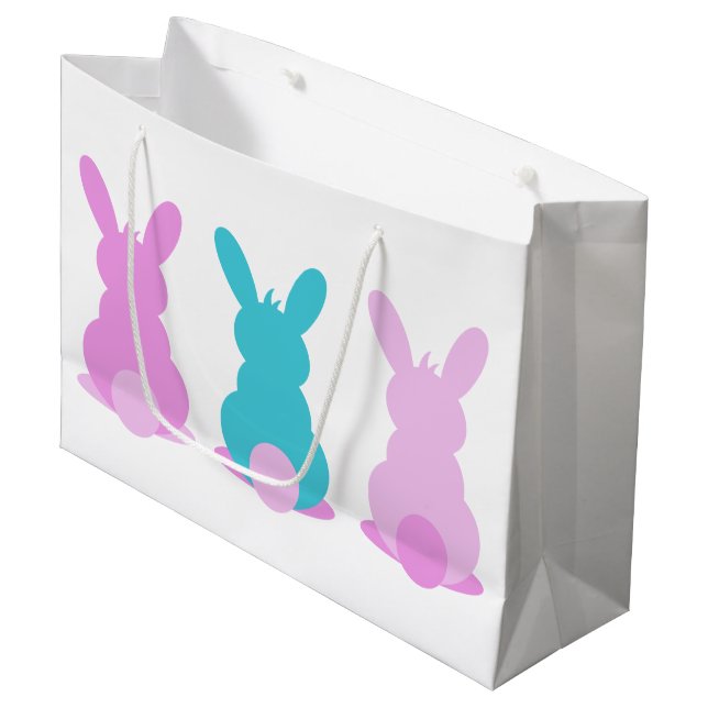 Pretty pastel bunny easter gift bag with name (Front Angled)