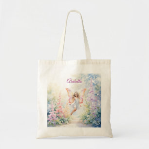Pretty Pastel Butterfly Fairy in Flower Garden Tote Bag