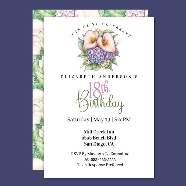 Pretty Pastel Calla Lily 18th Birthday Invitation (Creator Uploaded)