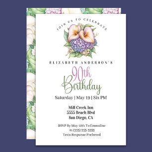Pretty Pastel Calla Lily 90th Birthday Invitation