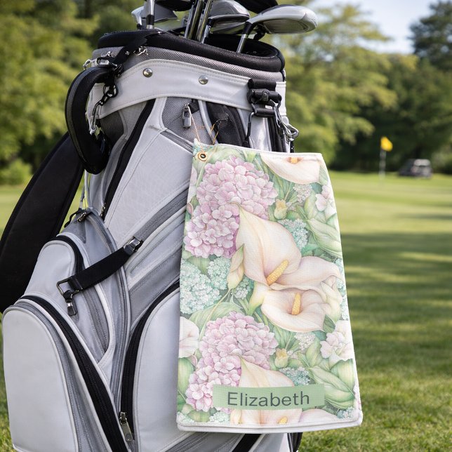 Pretty Pastel Calla Lily Personalised Golf Towel (Creator Uploaded)