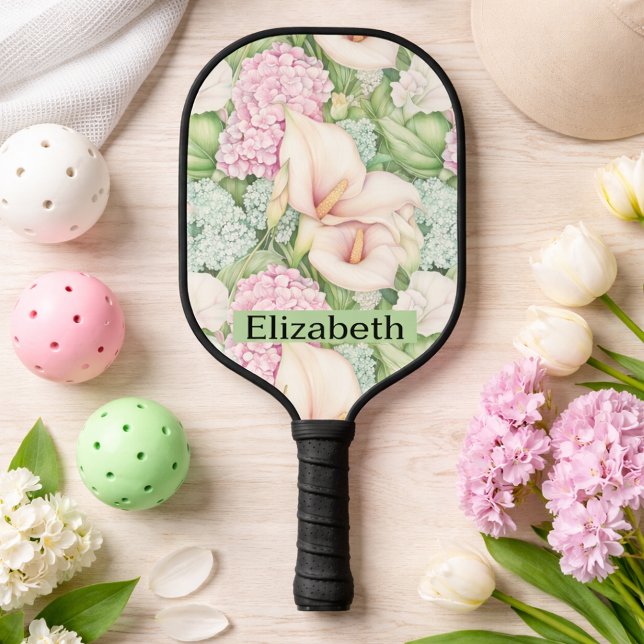 Pretty Pastel Calla Lily Personalized Pickleball Paddle (Creator Uploaded)