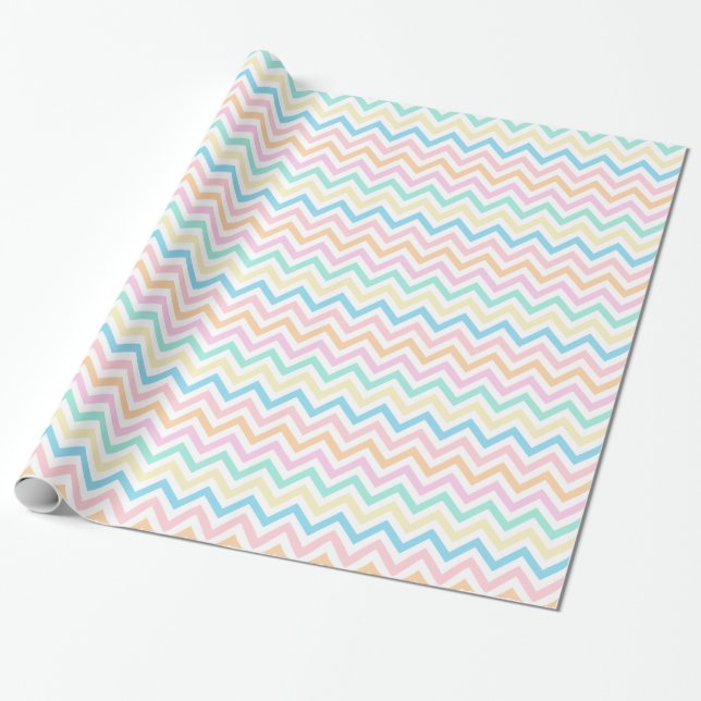 Pretty Pastel Chevron Pattern Wrapping Paper (Unrolled)