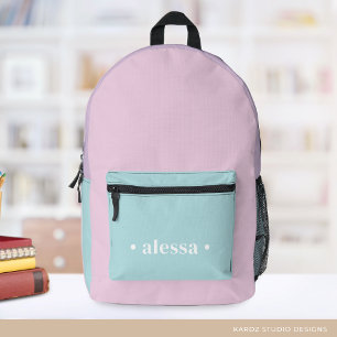 Pretty Pastel Colour Personalised Girls School Printed Backpack