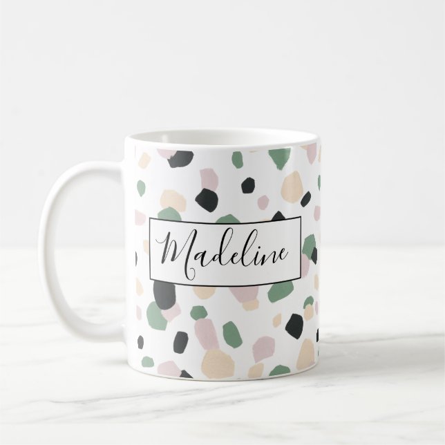 Pretty Pastel Colour Polka Dot Coffee Mug (Left)