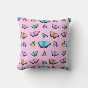Pretty Pastel Coloured Butterflies Throw Cushion