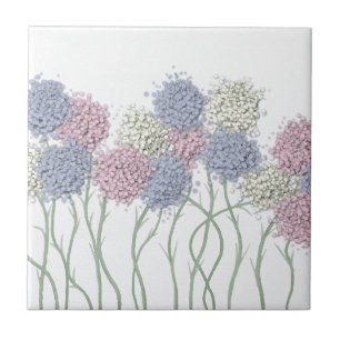 Pretty Pastel Coloured Flowers Ceramic Tile