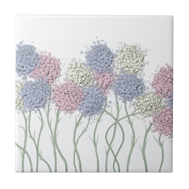 Pretty Pastel Coloured Flowers Ceramic Tile (Front)